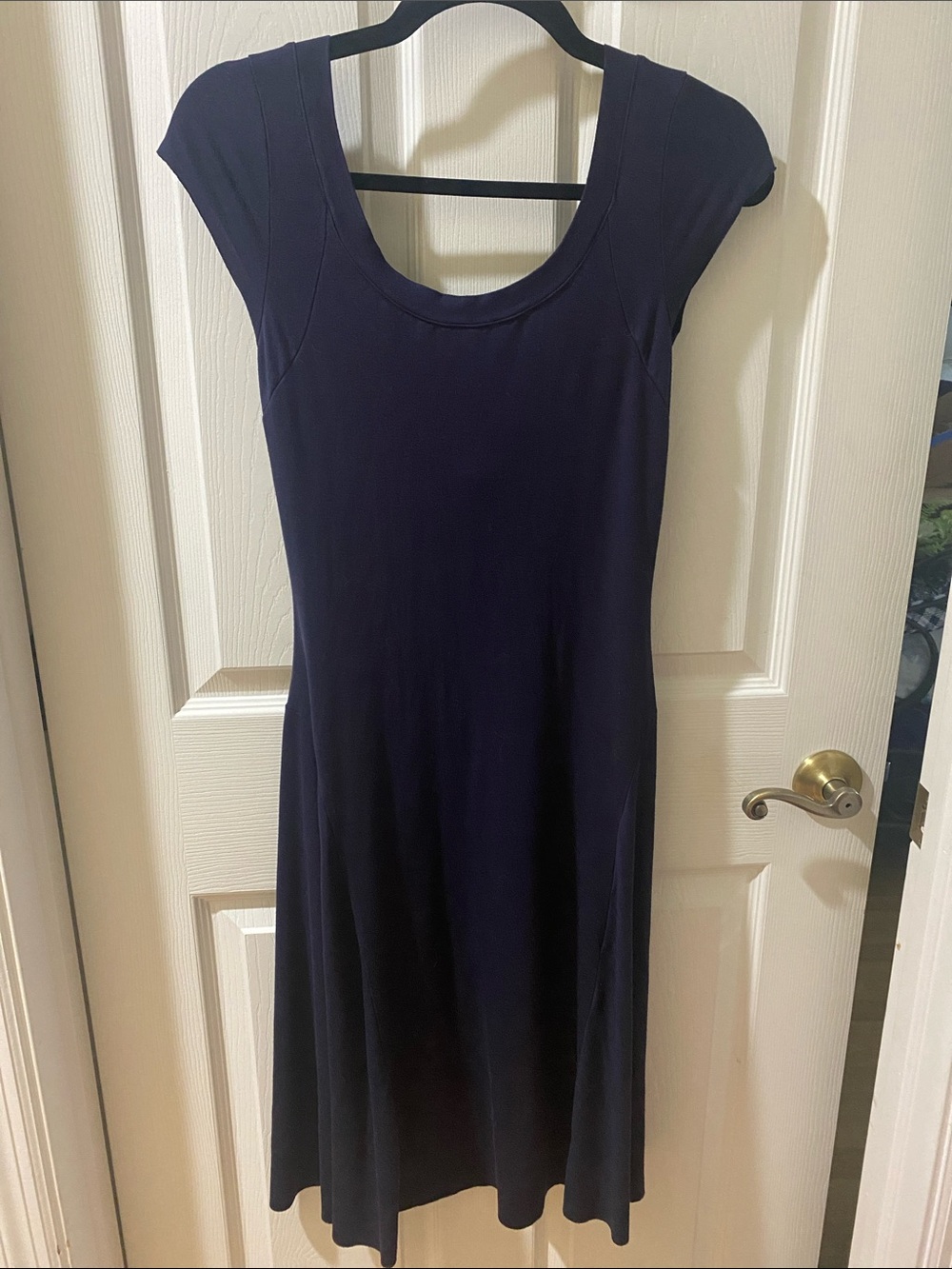 Women's Navy Scoop Neck Cap Sleeve Dress